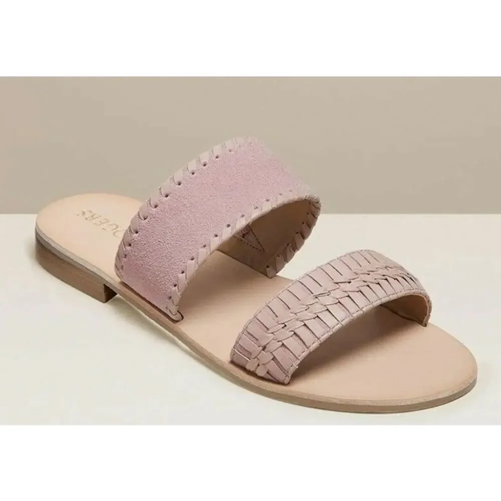 Women's Jack Rogers Tinsley Suede Slides size 6 in Mauve Pink Bohemian Preppy - Picture 5 of 5